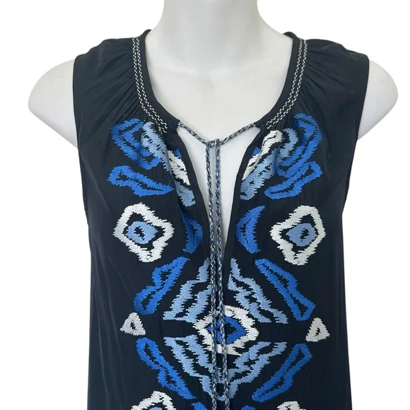 Marie Oliver Ellis Embroidered Dress blue sleeveless maxi dress size medium - Picture 3 of 10